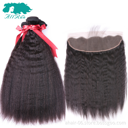 Wholesale price brazilian human hair yaki kinky straight lace frontal